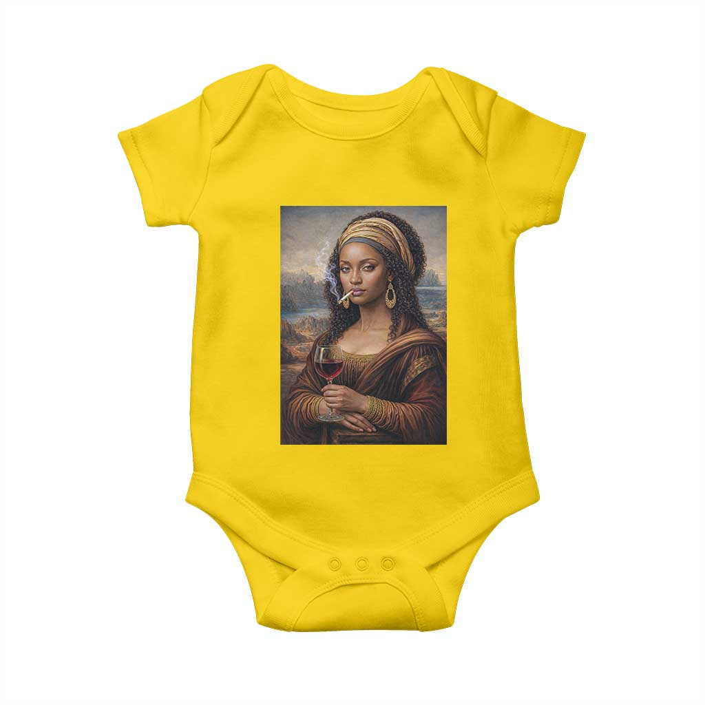 Funny Black Mona Lisa Baby Onesie Melanin Queen Black History Month TS12 Daisy Print Your Wear