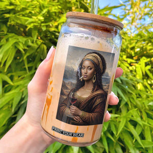 Funny Black Mona Lisa Glass Can Melanin Queen Black History Month TS12 White Print Your Wear