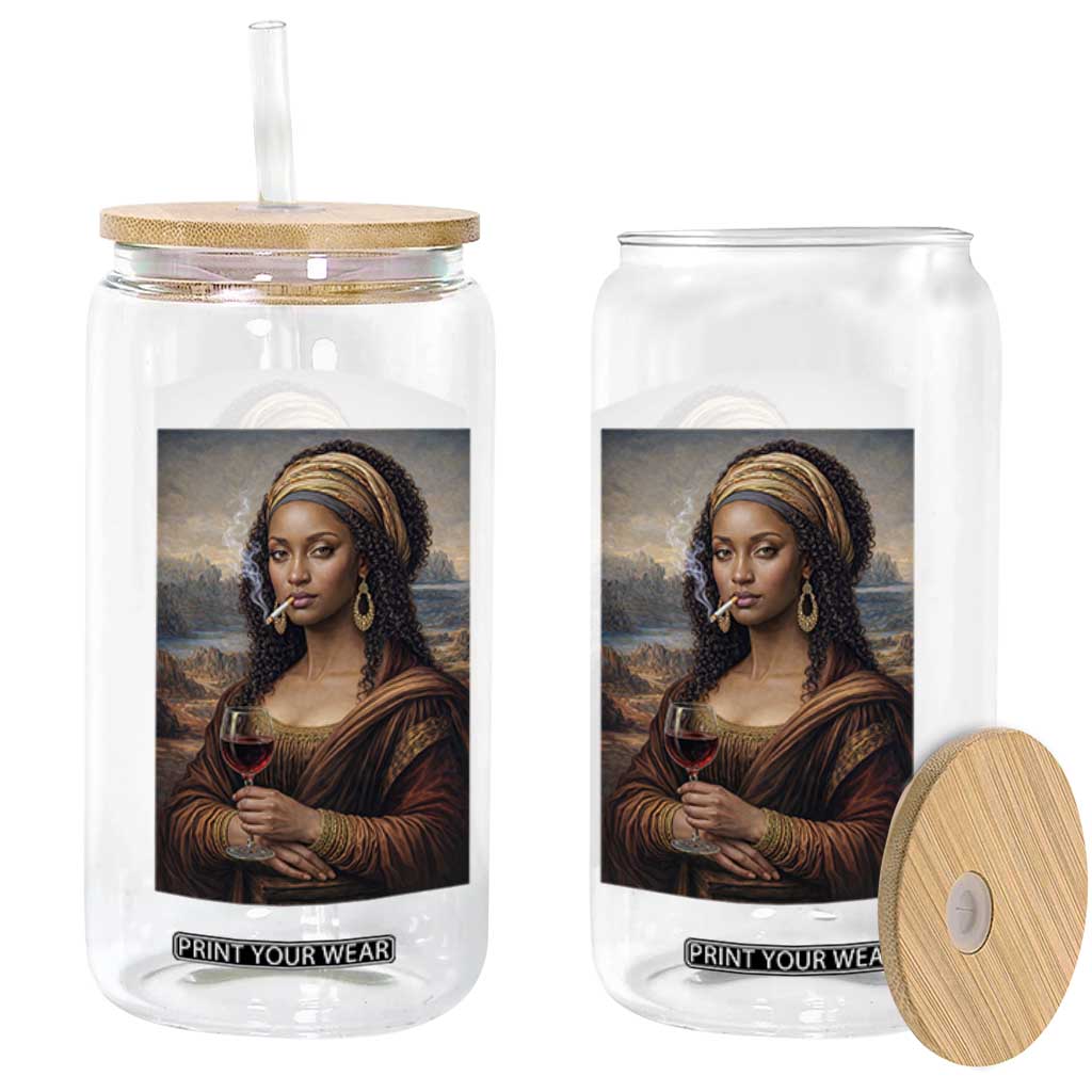 Funny Black Mona Lisa Glass Can Melanin Queen Black History Month TS12 Print Your Wear