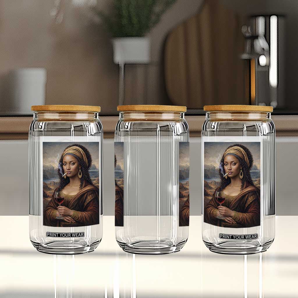 Funny Black Mona Lisa Glass Can Melanin Queen Black History Month TS12 Print Your Wear