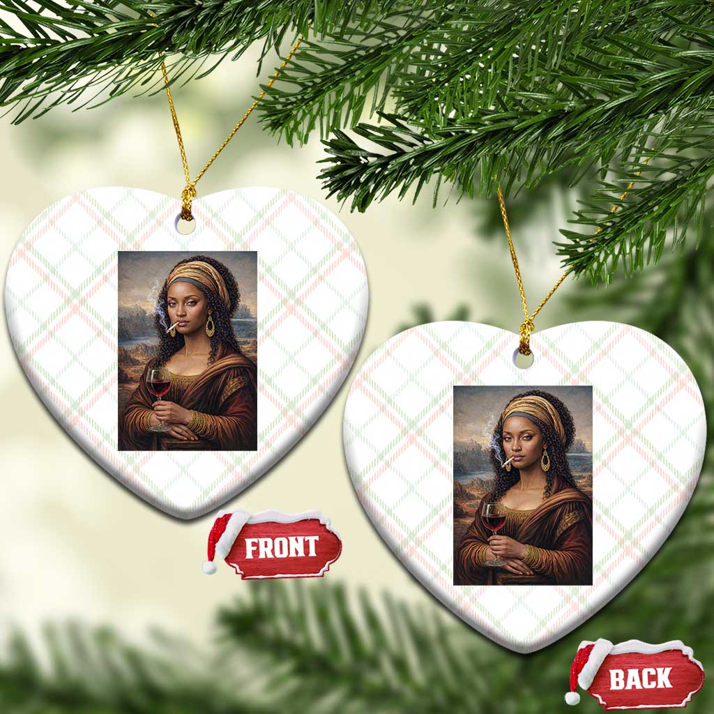 Funny Black Mona Lisa Ceramic Ornament Melanin Queen Black History Month TS12 Print Your Wear