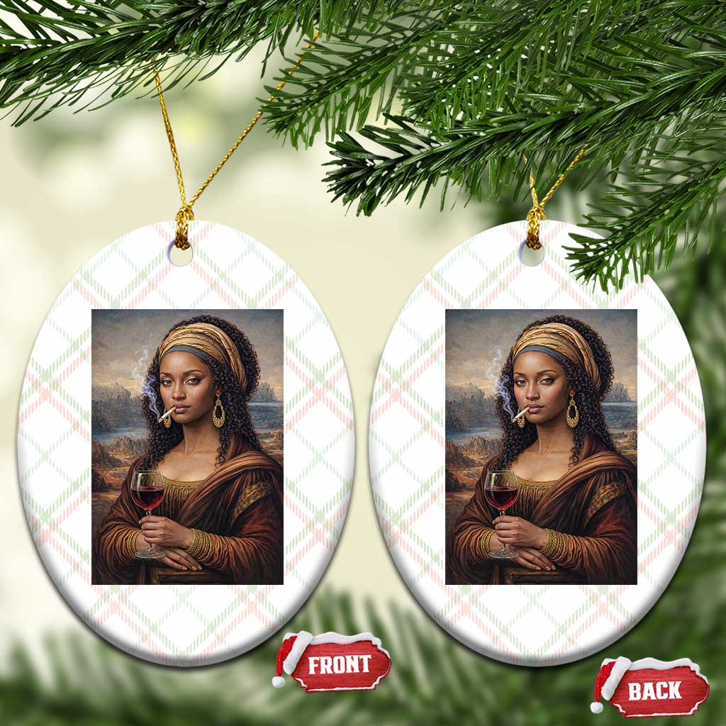 Funny Black Mona Lisa Ceramic Ornament Melanin Queen Black History Month TS12 Print Your Wear