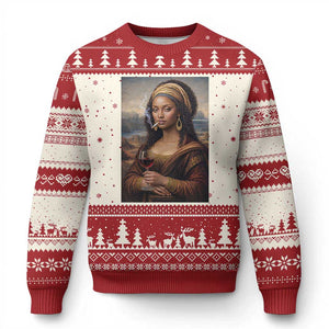 Funny Black Mona Lisa Ugly Christmas Sweater Melanin Queen Black History Month TS12 Beige Red Print Your Wear