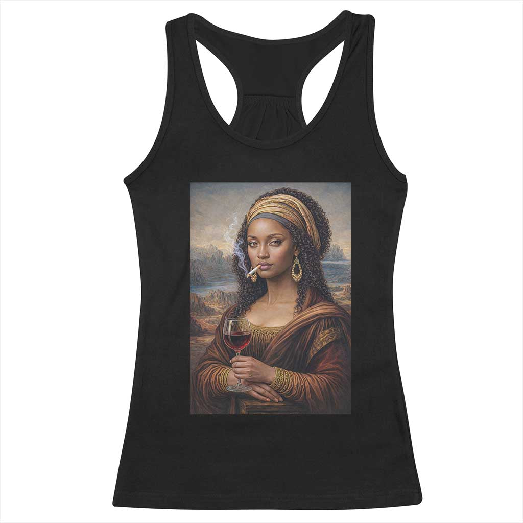 Funny Black Mona Lisa Racerback Tank Top Melanin Queen Black History Month TS12 Black Print Your Wear