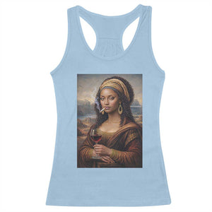 Funny Black Mona Lisa Racerback Tank Top Melanin Queen Black History Month TS12 Light Blue Print Your Wear