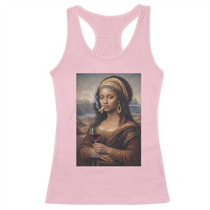 Funny Black Mona Lisa Racerback Tank Top Melanin Queen Black History Month TS12 Light Pink Print Your Wear