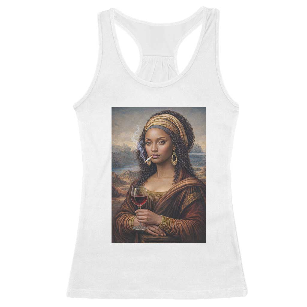 Funny Black Mona Lisa Racerback Tank Top Melanin Queen Black History Month TS12 White Print Your Wear