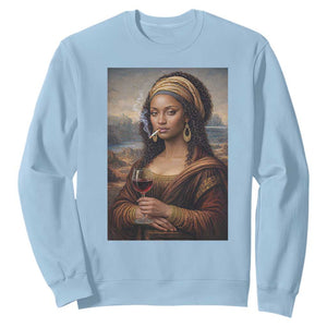Funny Black Mona Lisa Sweatshirt Melanin Queen Black History Month TS12 Light Blue Print Your Wear