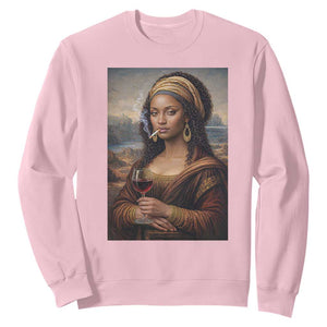 Funny Black Mona Lisa Sweatshirt Melanin Queen Black History Month TS12 Light Pink Print Your Wear