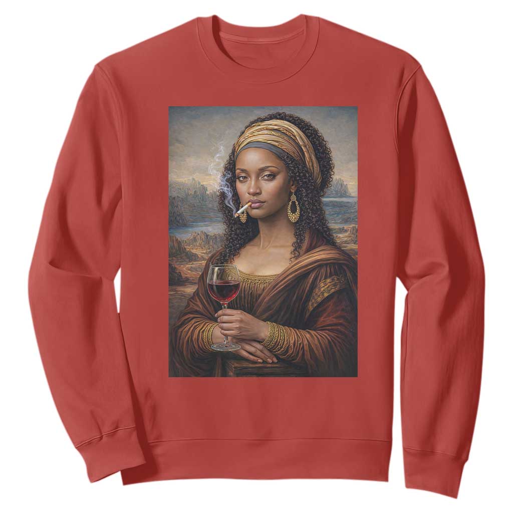 Funny Black Mona Lisa Sweatshirt Melanin Queen Black History Month TS12 Red Print Your Wear