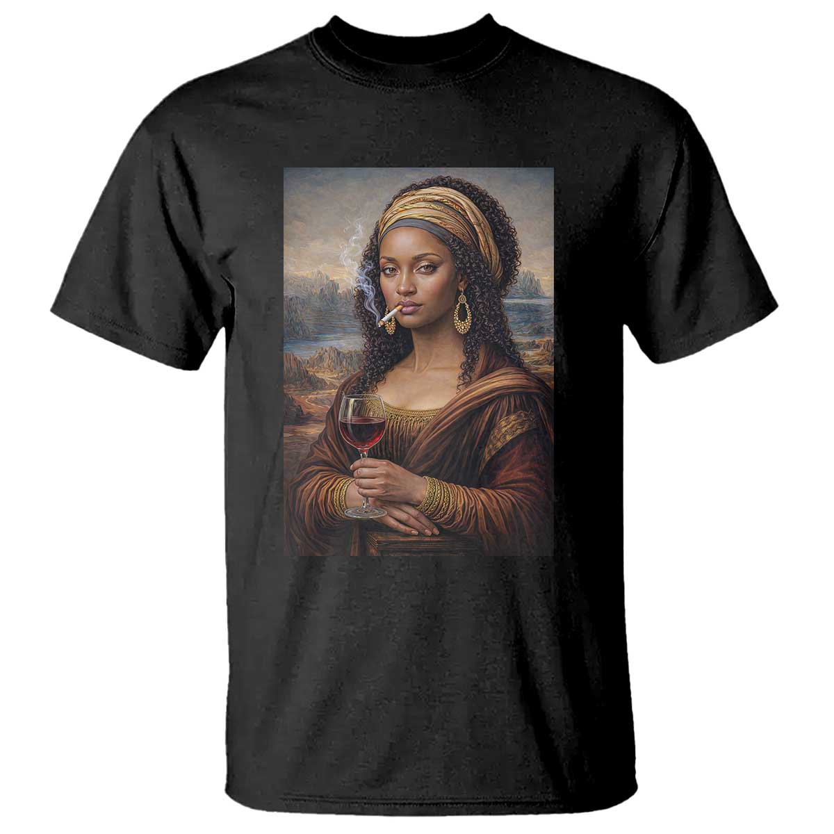 Funny Black Mona Lisa T Shirt Melanin Queen Black History Month TS12 Black Print Your Wear