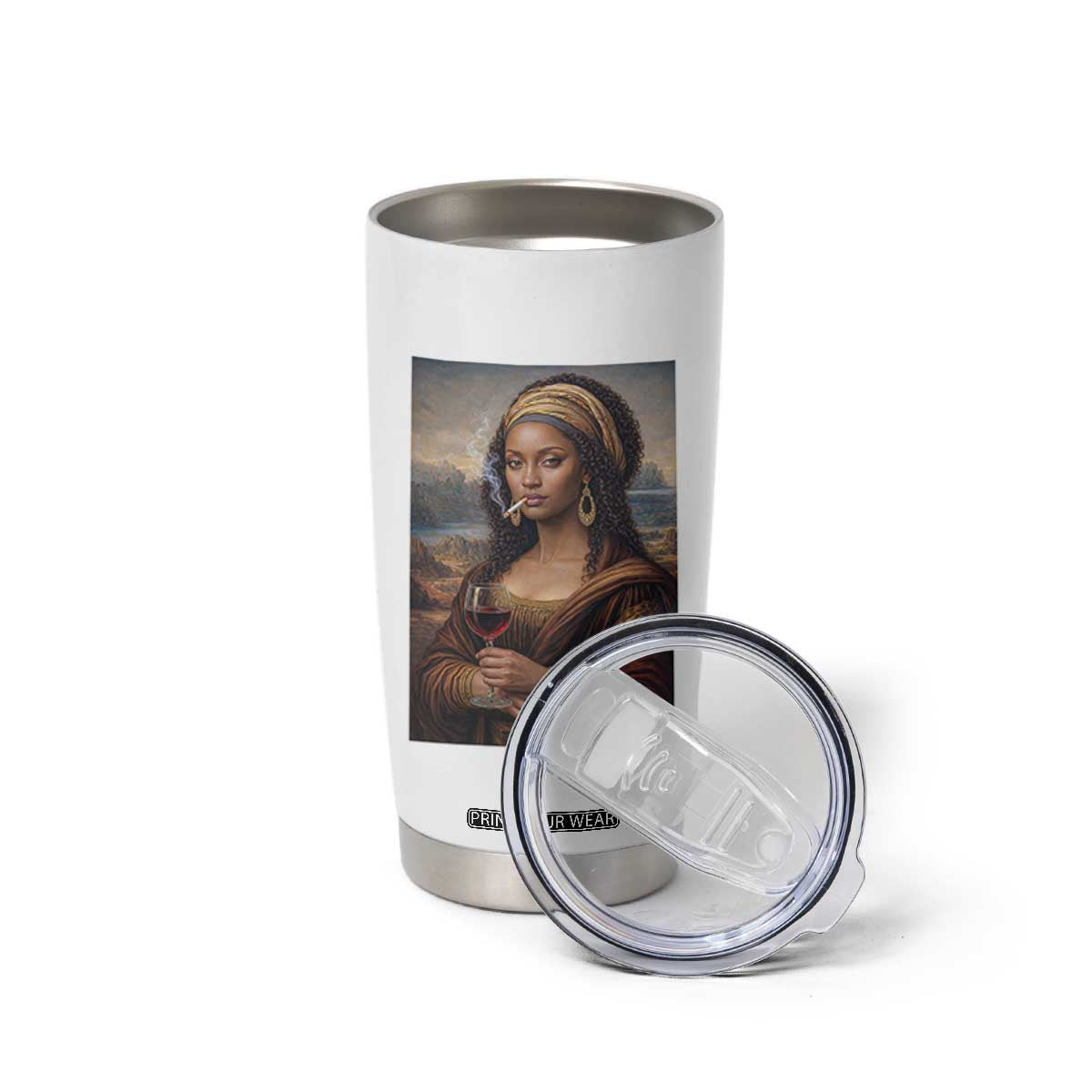 Funny Black Mona Lisa Tumbler Cup Melanin Queen Black History Month TS12 Print Your Wear