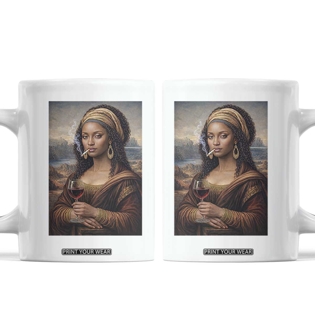 Funny Black Mona Lisa Coffee Mug Melanin Queen Black History Month TS12 White Print Your Wear