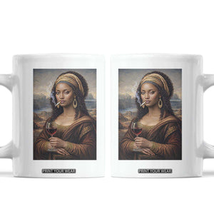 Funny Black Mona Lisa Coffee Mug Melanin Queen Black History Month TS12 White Print Your Wear