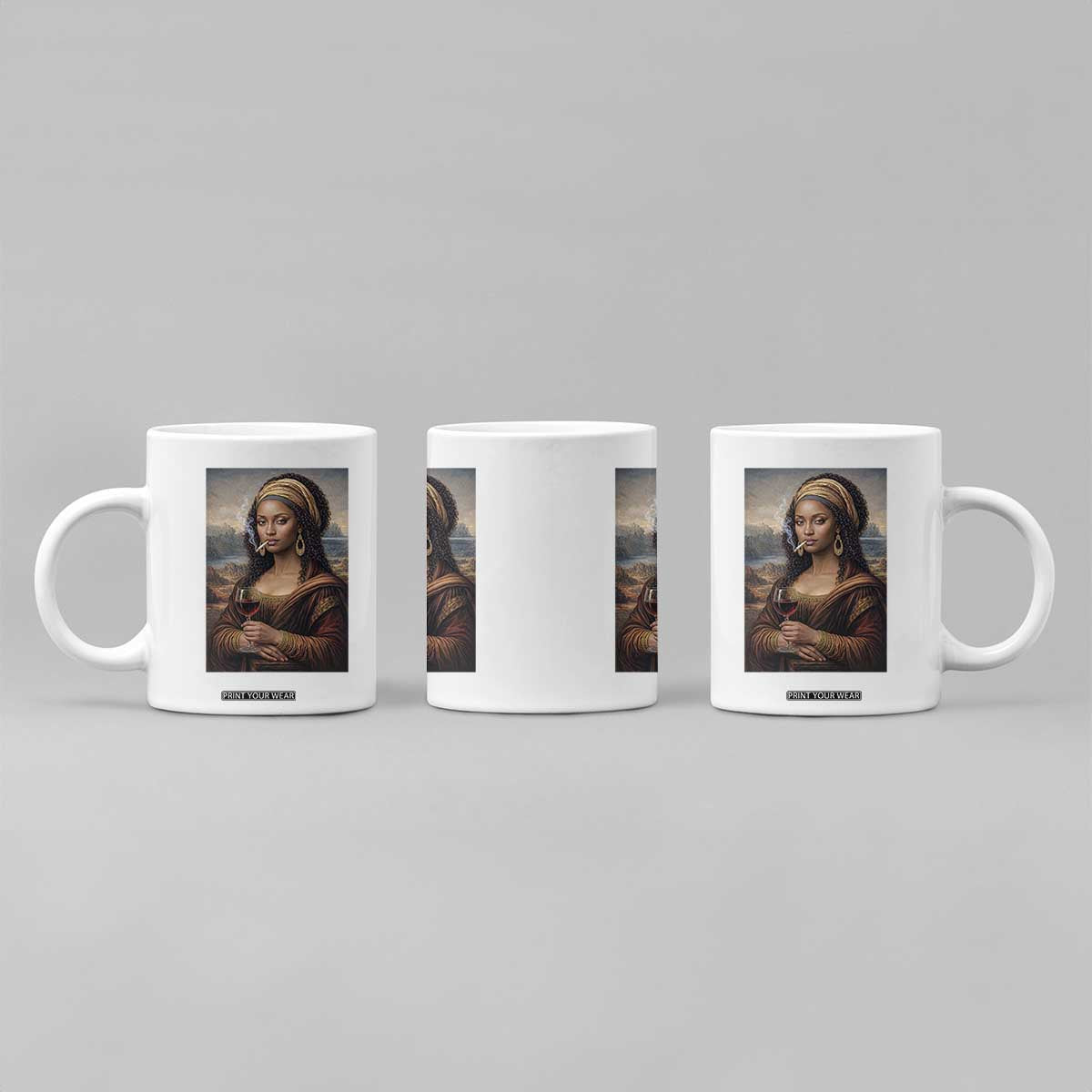 Funny Black Mona Lisa Coffee Mug Melanin Queen Black History Month TS12 Print Your Wear