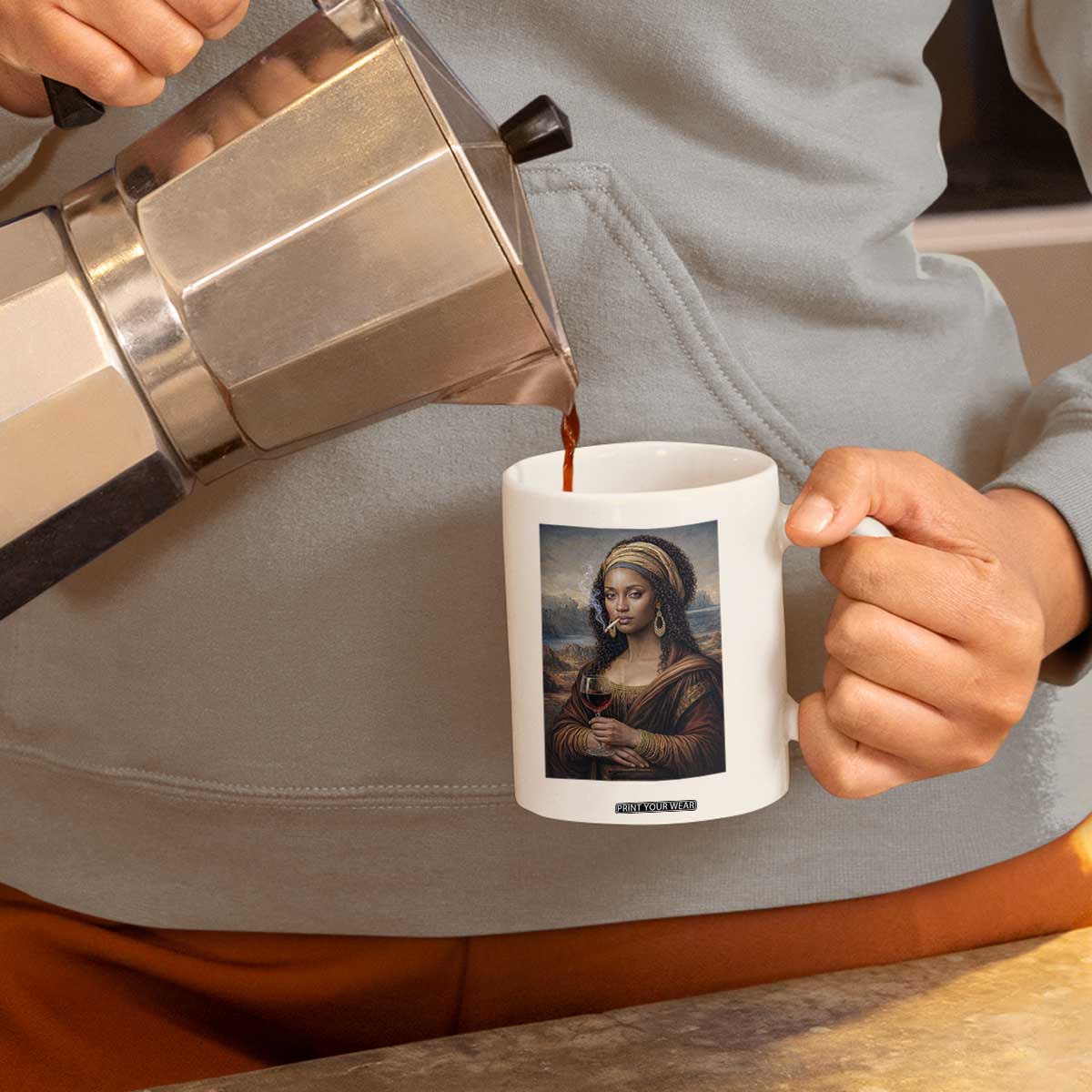 Funny Black Mona Lisa Coffee Mug Melanin Queen Black History Month TS12 Print Your Wear
