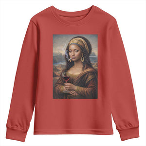 Funny Black Mona Lisa Youth Sweatshirt Melanin Queen Black History Month TS12 Red Print Your Wear