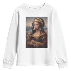 Funny Black Mona Lisa Youth Sweatshirt Melanin Queen Black History Month TS12 White Print Your Wear