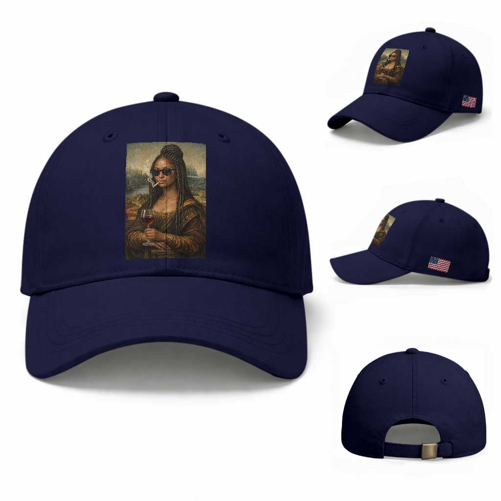 Black Mona Lisa African American Baseball Cap Black History Month TS12 Baseball Cap Universal Fit Dark Blue Print Your Wear