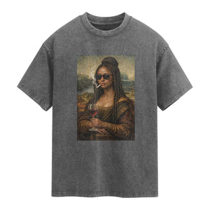 Black Mona Lisa African American Washed Cotton T-Shirt Black History Month