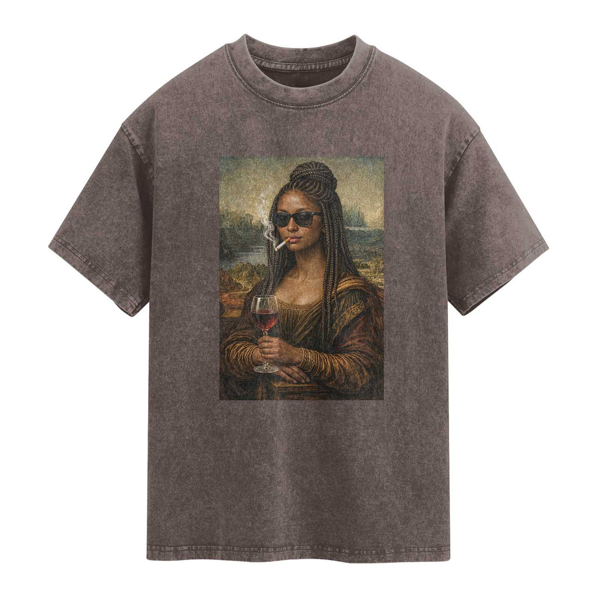Black Mona Lisa African American Washed Cotton T-Shirt Black History Month