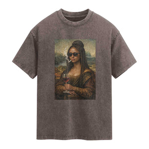 Black Mona Lisa African American Washed Cotton T-Shirt Black History Month