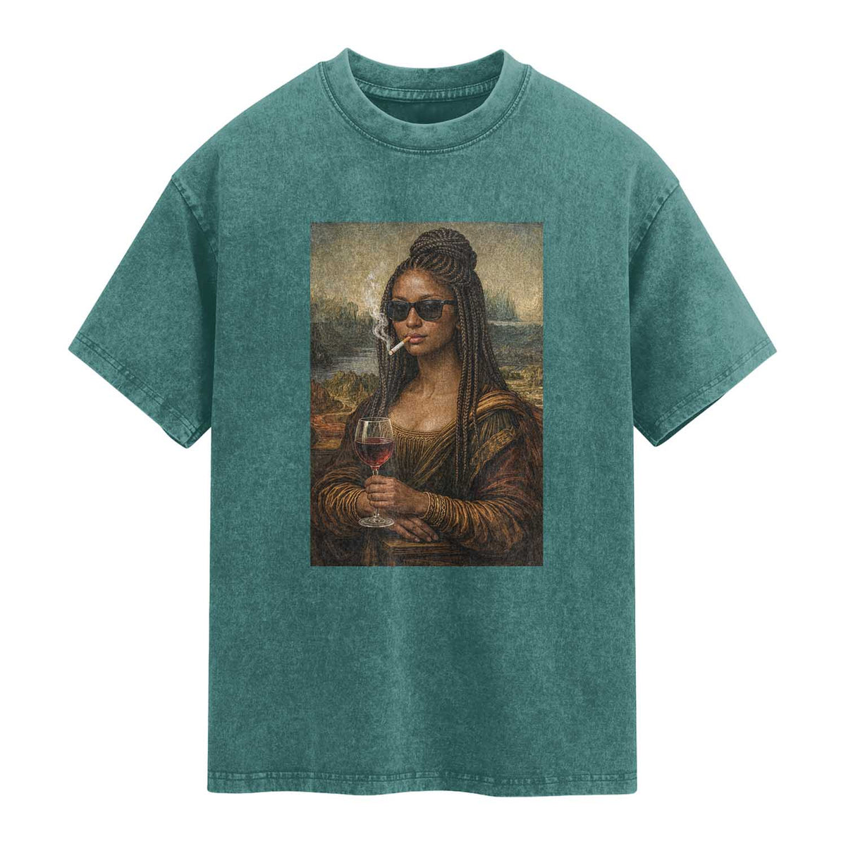 Black Mona Lisa African American Washed Cotton T-Shirt Black History Month