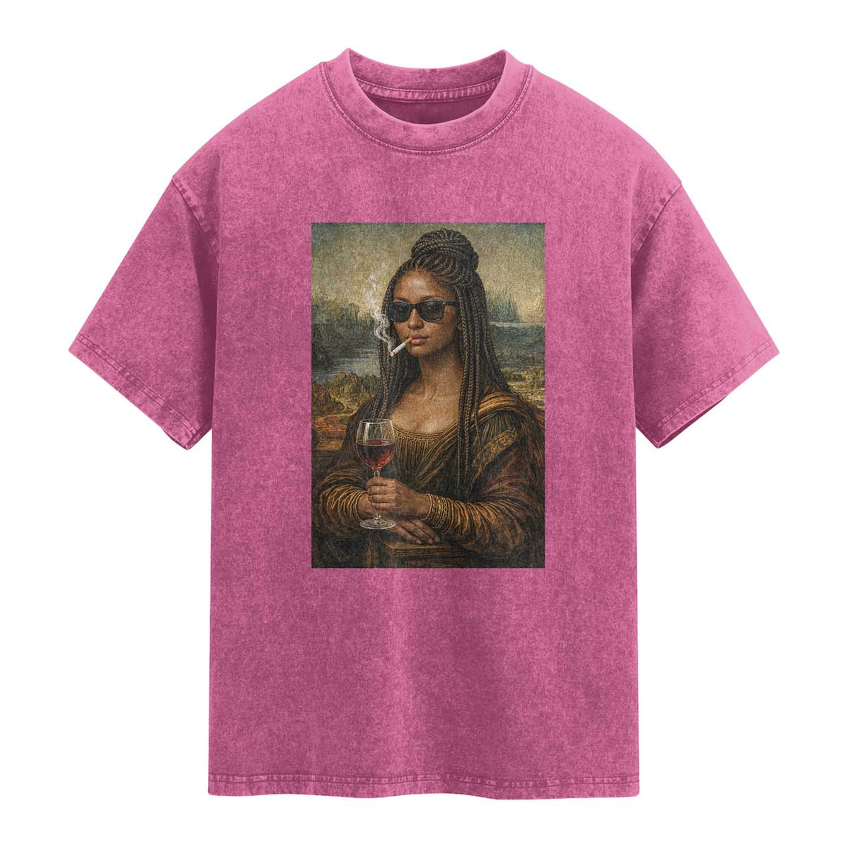 Black Mona Lisa African American Washed Cotton T-Shirt Black History Month