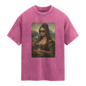 Black Mona Lisa African American Washed Cotton T-Shirt Black History Month