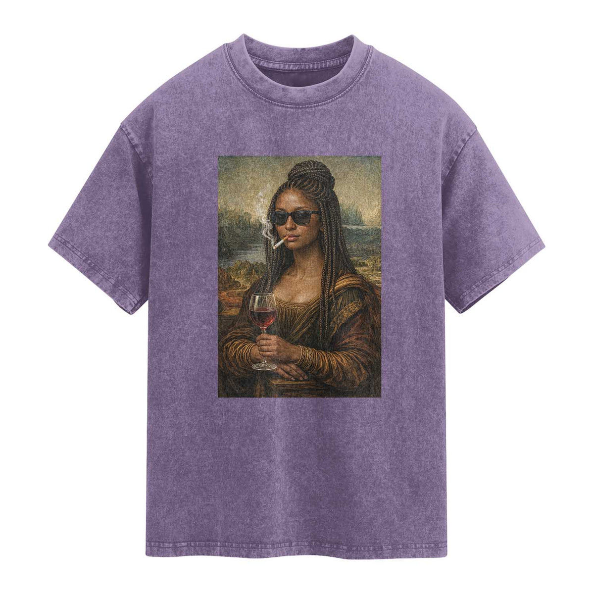 Black Mona Lisa African American Washed Cotton T-Shirt Black History Month