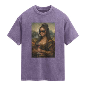 Black Mona Lisa African American Washed Cotton T-Shirt Black History Month