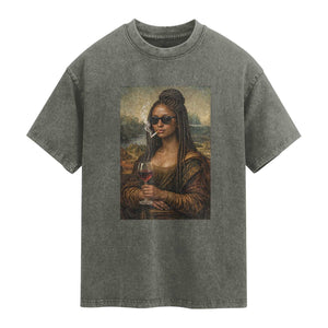 Black Mona Lisa African American Washed Cotton T-Shirt Black History Month