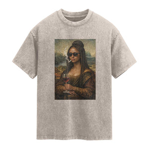 Black Mona Lisa African American Washed Cotton T-Shirt Black History Month