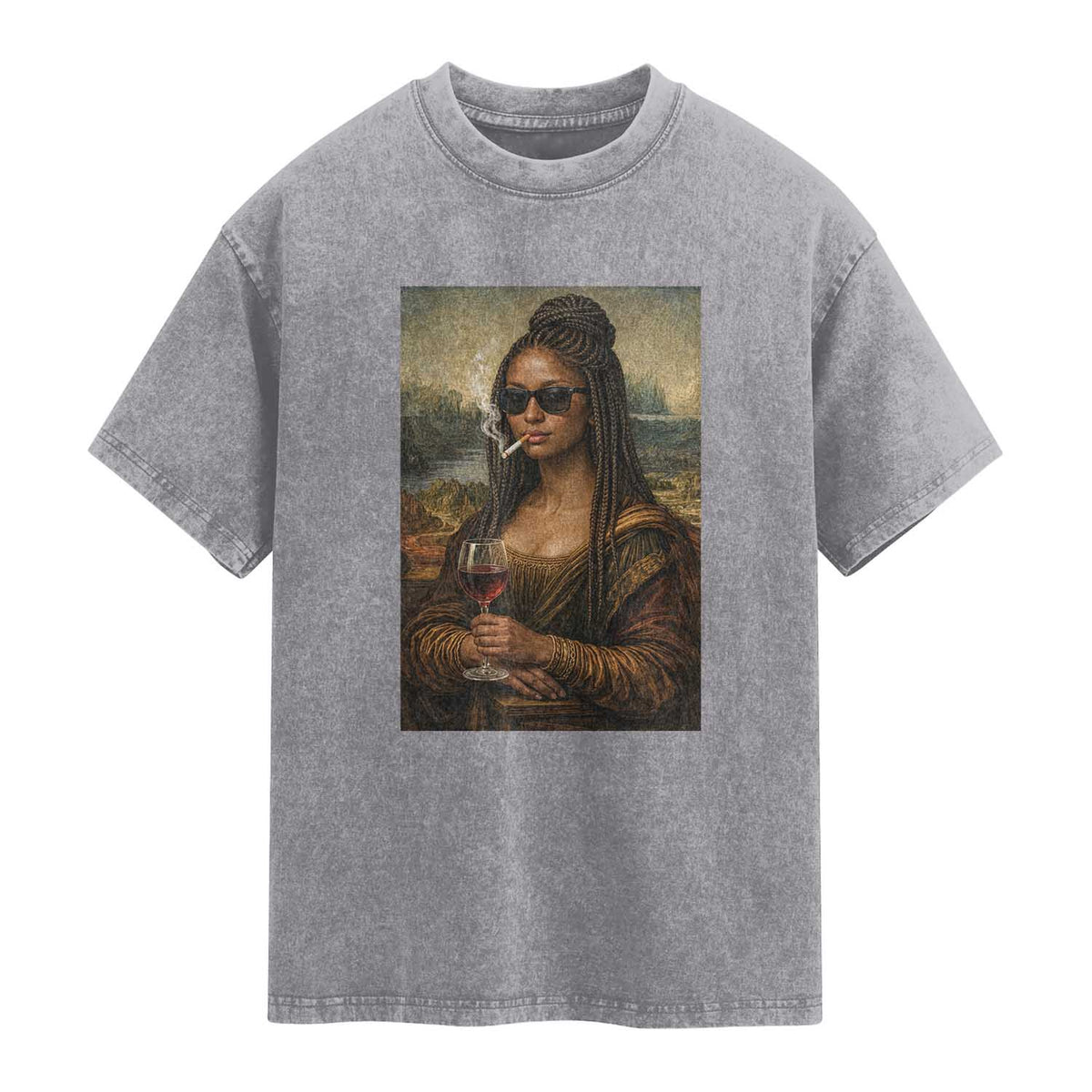 Black Mona Lisa African American Washed Cotton T-Shirt Black History Month