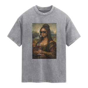 Black Mona Lisa African American Washed Cotton T-Shirt Black History Month