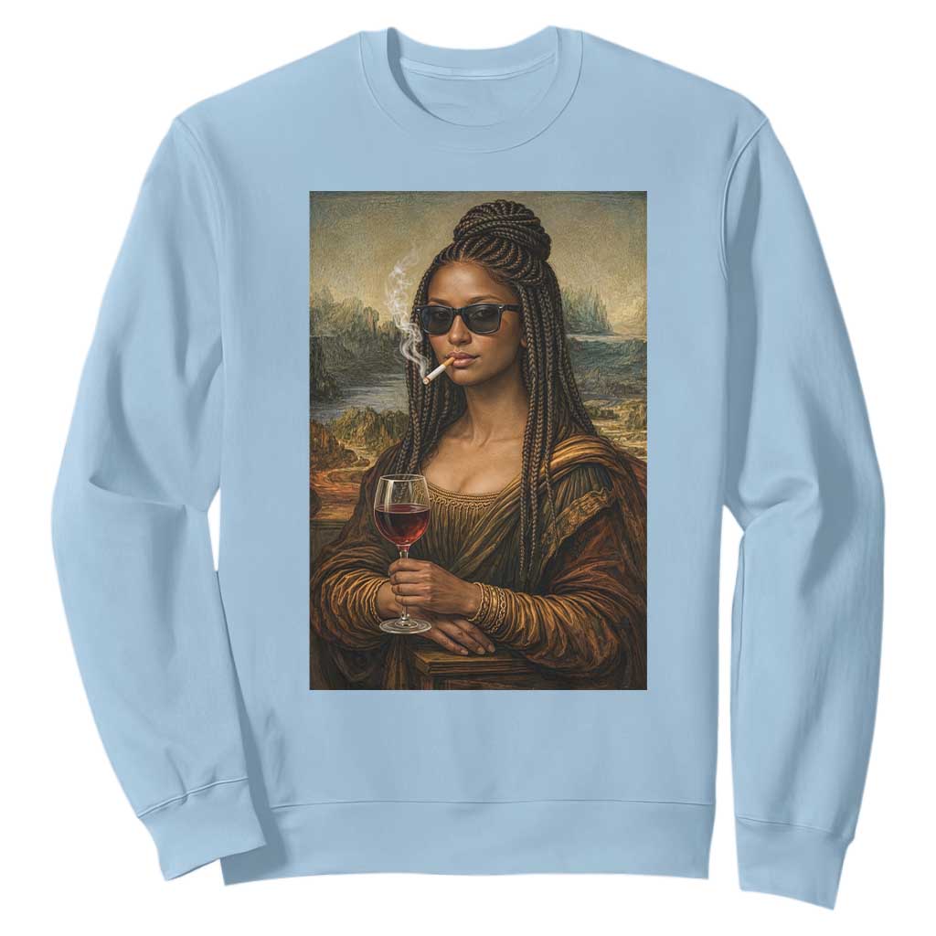 Black Mona Lisa African American Sweatshirt Black History Month TS12 Light Blue Print Your Wear
