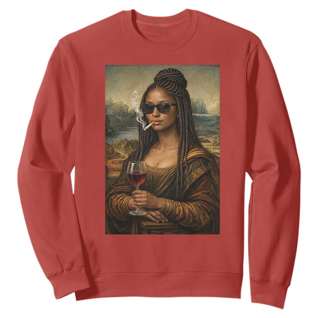 Black Mona Lisa African American Sweatshirt Black History Month TS12 Red Print Your Wear