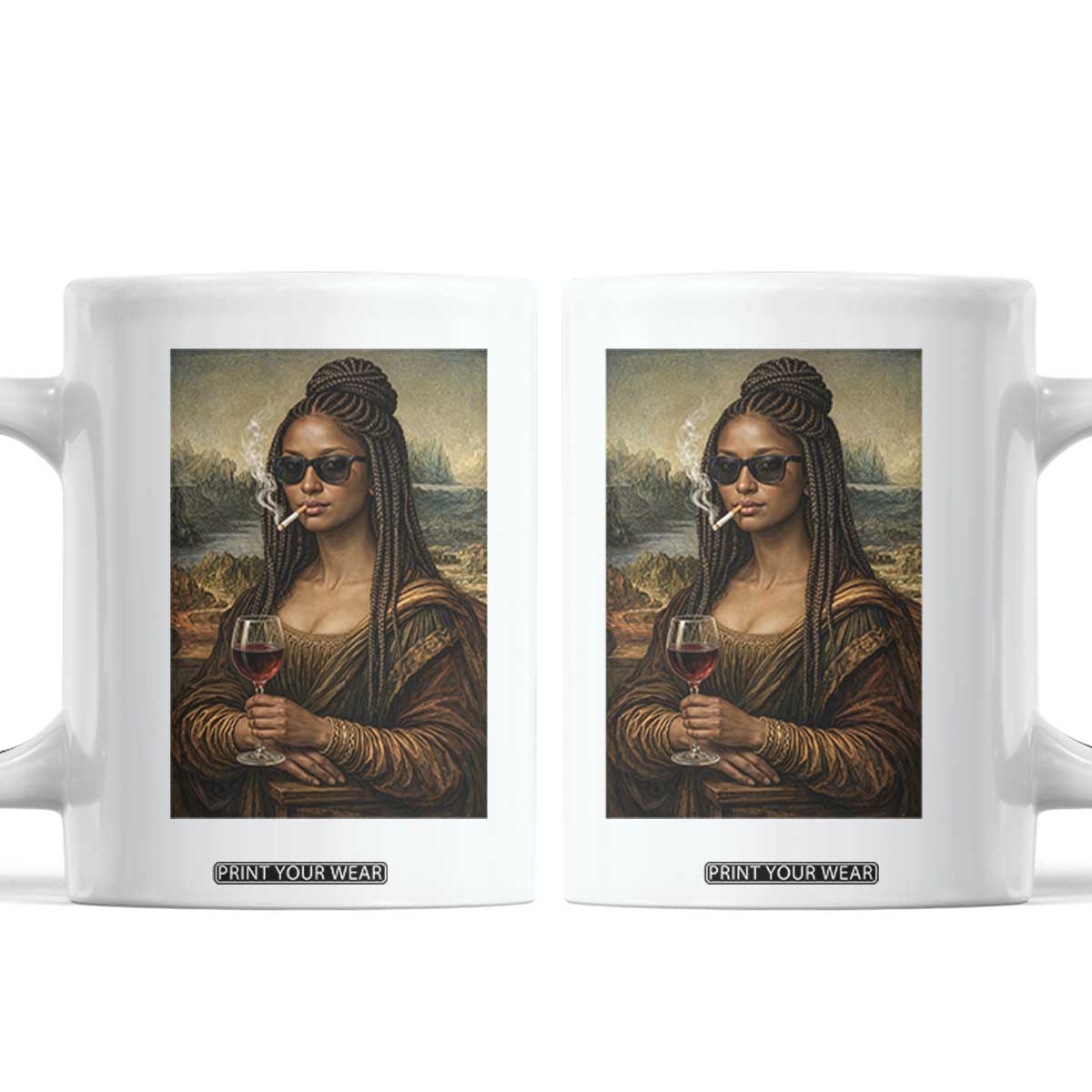 Black Mona Lisa African American Coffee Mug Black History Month TS12 White Print Your Wear