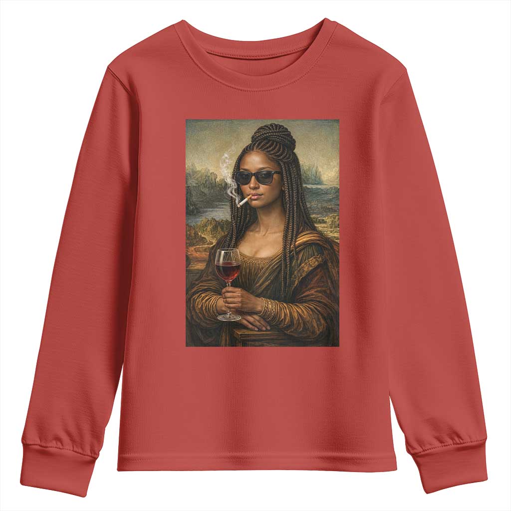 Black Mona Lisa African American Youth Sweatshirt Black History Month TS12 Red Print Your Wear