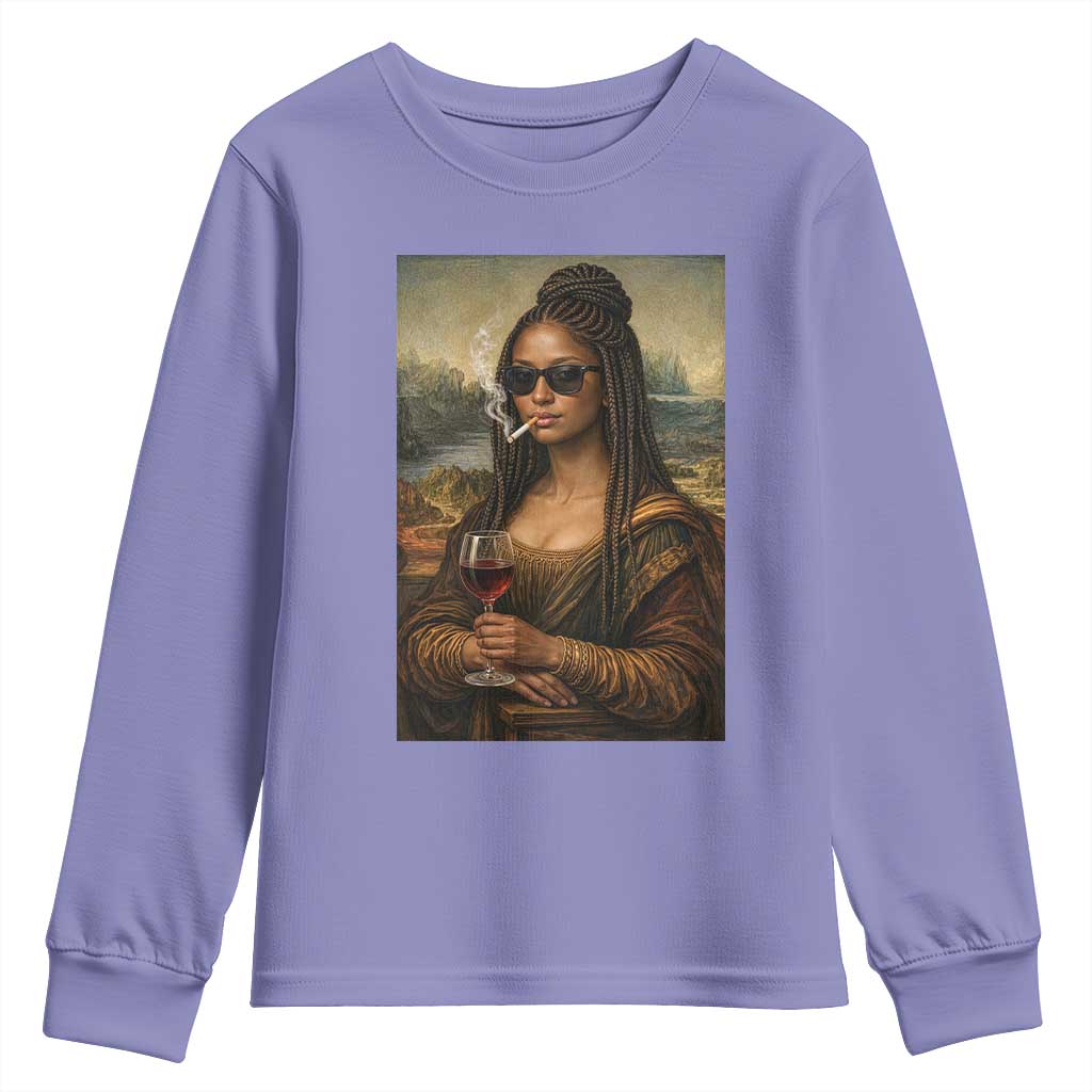 Black Mona Lisa African American Youth Sweatshirt Black History Month TS12 Violet Print Your Wear