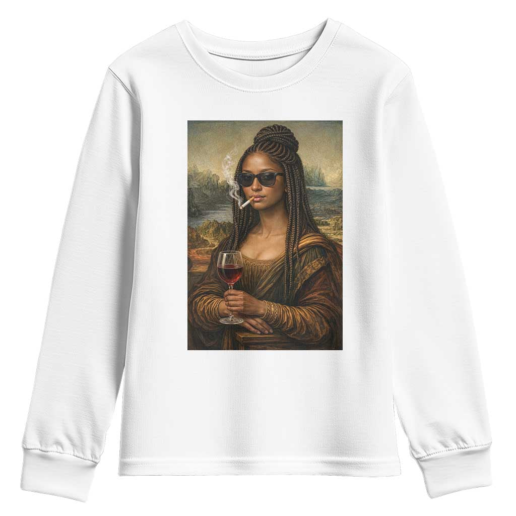 Black Mona Lisa African American Youth Sweatshirt Black History Month TS12 White Print Your Wear