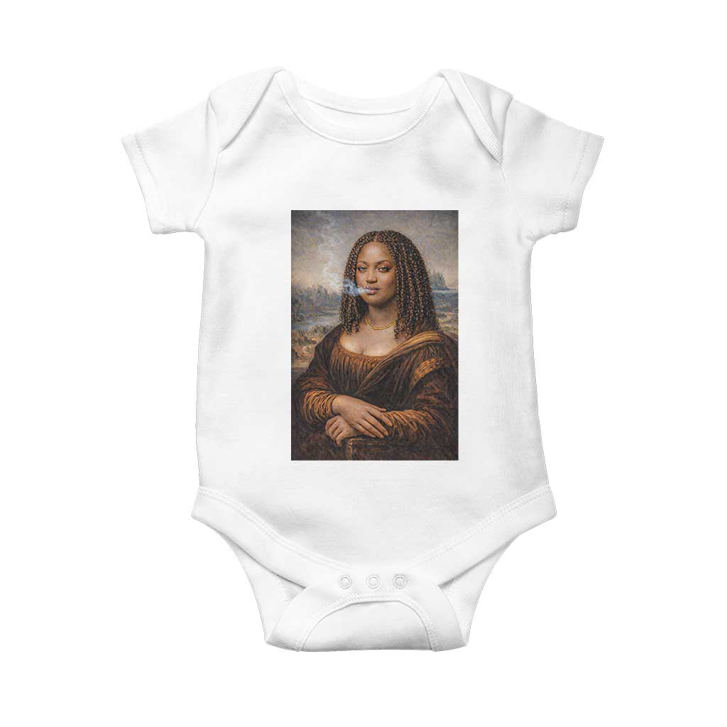 Funny Black Mona Lisa Baby Onesie African American Pride TS12 White Print Your Wear