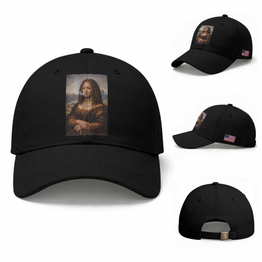 Funny Black Mona Lisa Baseball Cap African American Pride TS12 Baseball Cap Universal Fit Black Print Your Wear