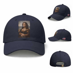 Funny Black Mona Lisa Baseball Cap African American Pride TS12 Baseball Cap Universal Fit Navy Print Your Wear