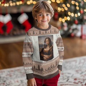 Funny Black Mona Lisa Ugly Christmas Sweater African American Pride TS12 Mocha Mousse Print Your Wear