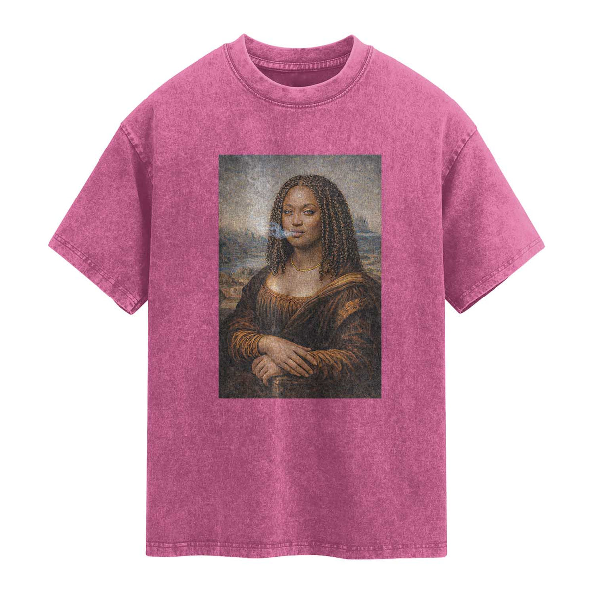 Funny Black Mona Lisa Washed Cotton T-Shirt African American Pride