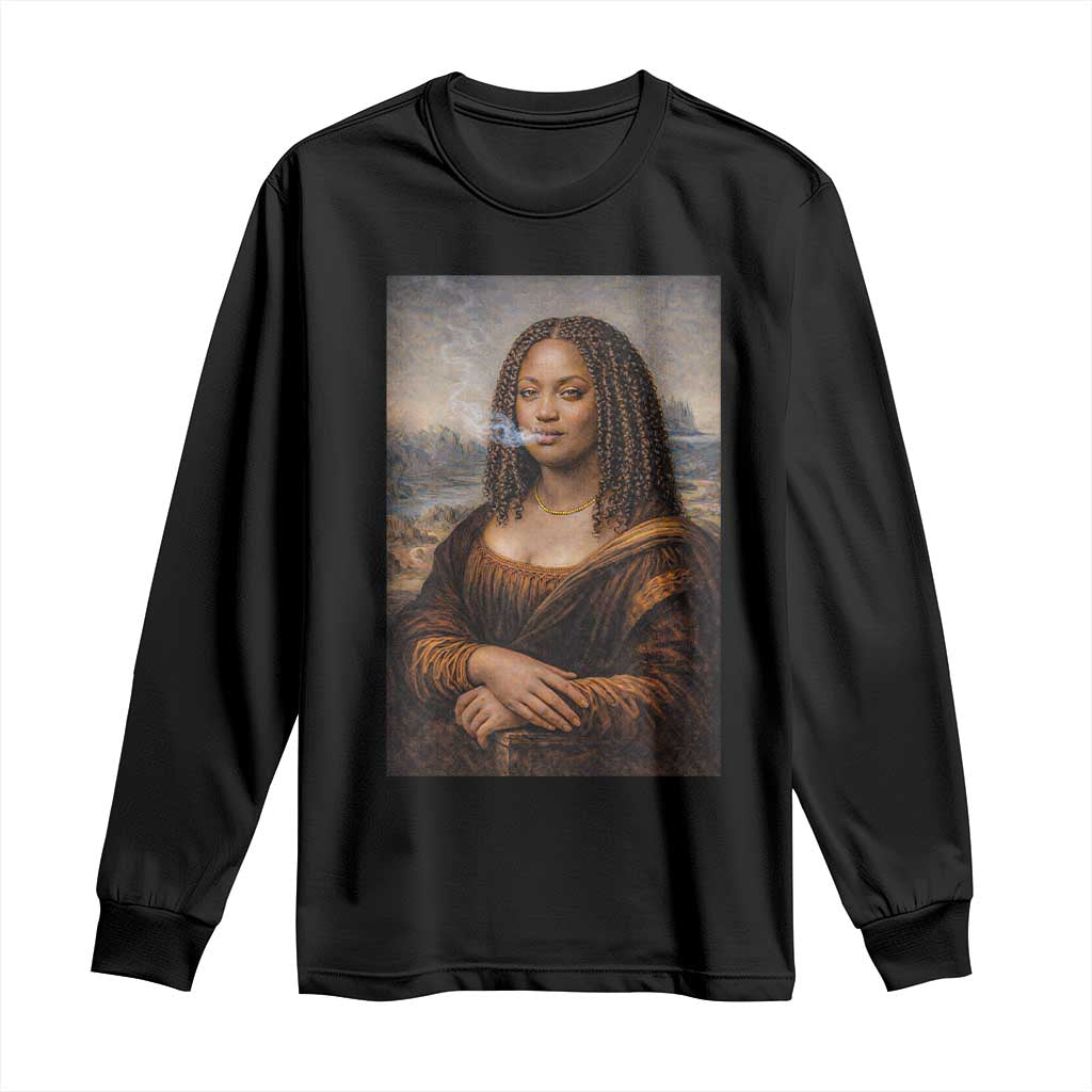 Funny Black Mona Lisa Long Sleeve Shirt African American Pride TS12 Black Print Your Wear