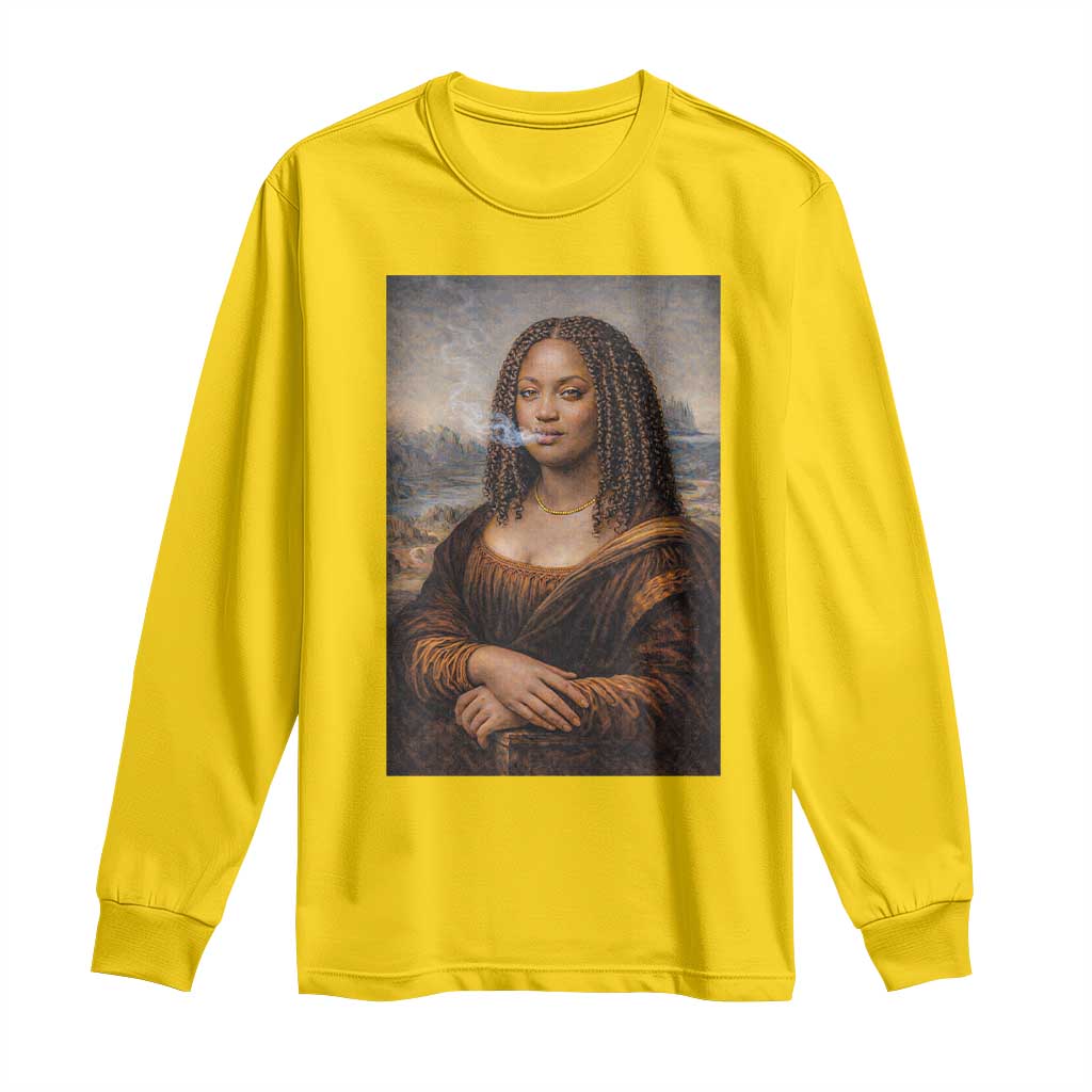 Funny Black Mona Lisa Long Sleeve Shirt African American Pride TS12 Daisy Print Your Wear