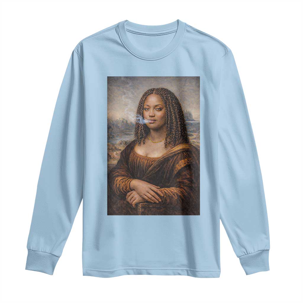 Funny Black Mona Lisa Long Sleeve Shirt African American Pride TS12 Light Blue Print Your Wear