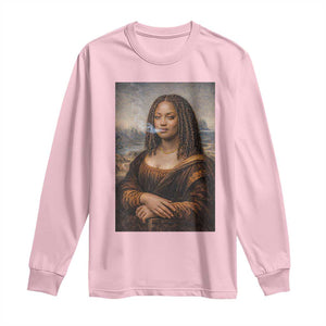Funny Black Mona Lisa Long Sleeve Shirt African American Pride TS12 Light Pink Print Your Wear